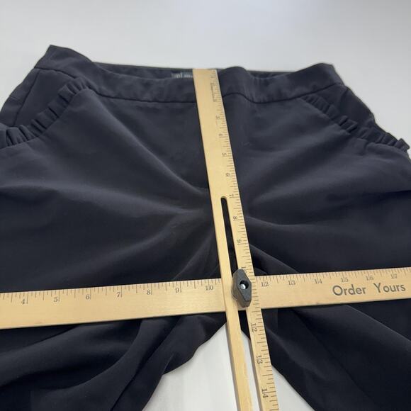 Adrianna Papell Pants Womens 6 Black Ruffle Pockets Straight Leg Office Career - Picture 6 of 7